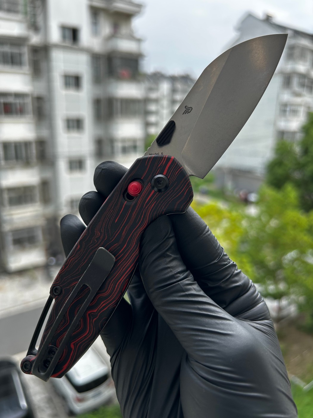 Tenable Model 6 14C28N钢 G-mascus手柄 T1022V8 红黑色 500