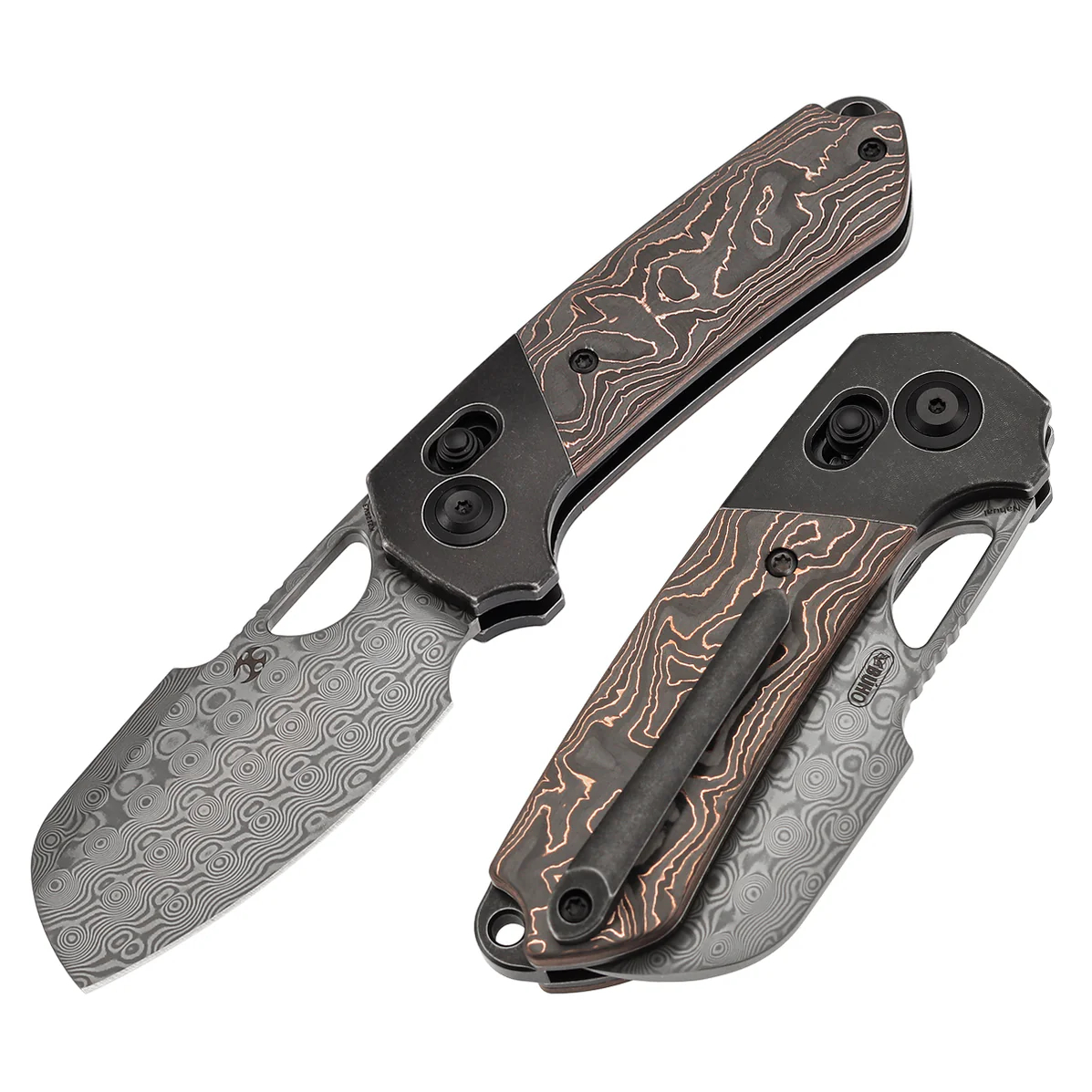 KANSEPT Nahual 大马士革钢 钛铜碳纤维手柄 K2125V3 黑铜色 1760