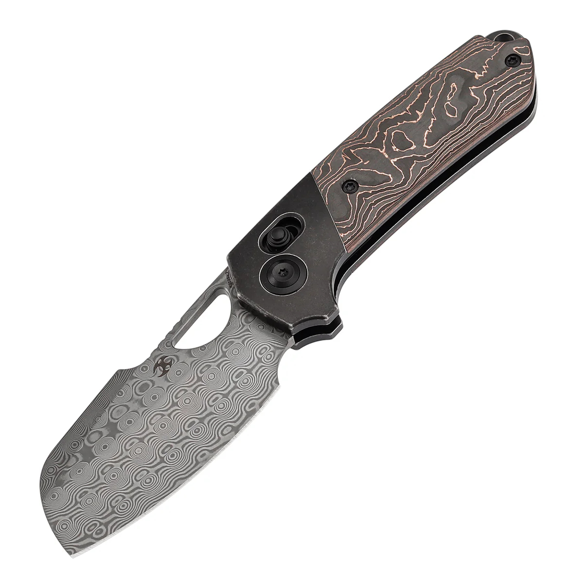 KANSEPT Nahual 大马士革钢 钛铜碳纤维手柄 K2125V3 黑铜色 1760