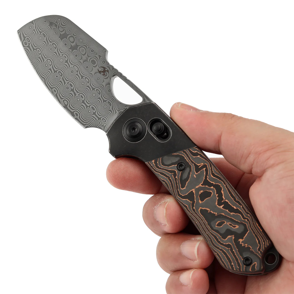 KANSEPT Nahual 大马士革钢 钛铜碳纤维手柄 K2125V3 黑铜色 1760