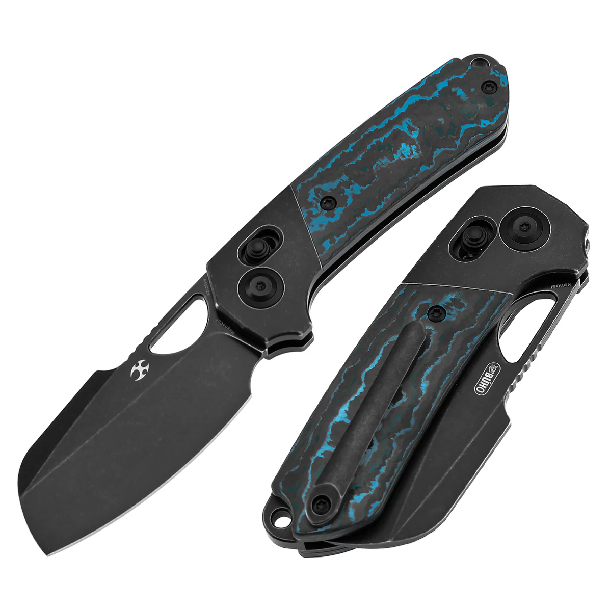 KANSEPT Nahual Magnacut钢 钛+Fatcarbon手柄 K2125V4 黑蓝色 1800