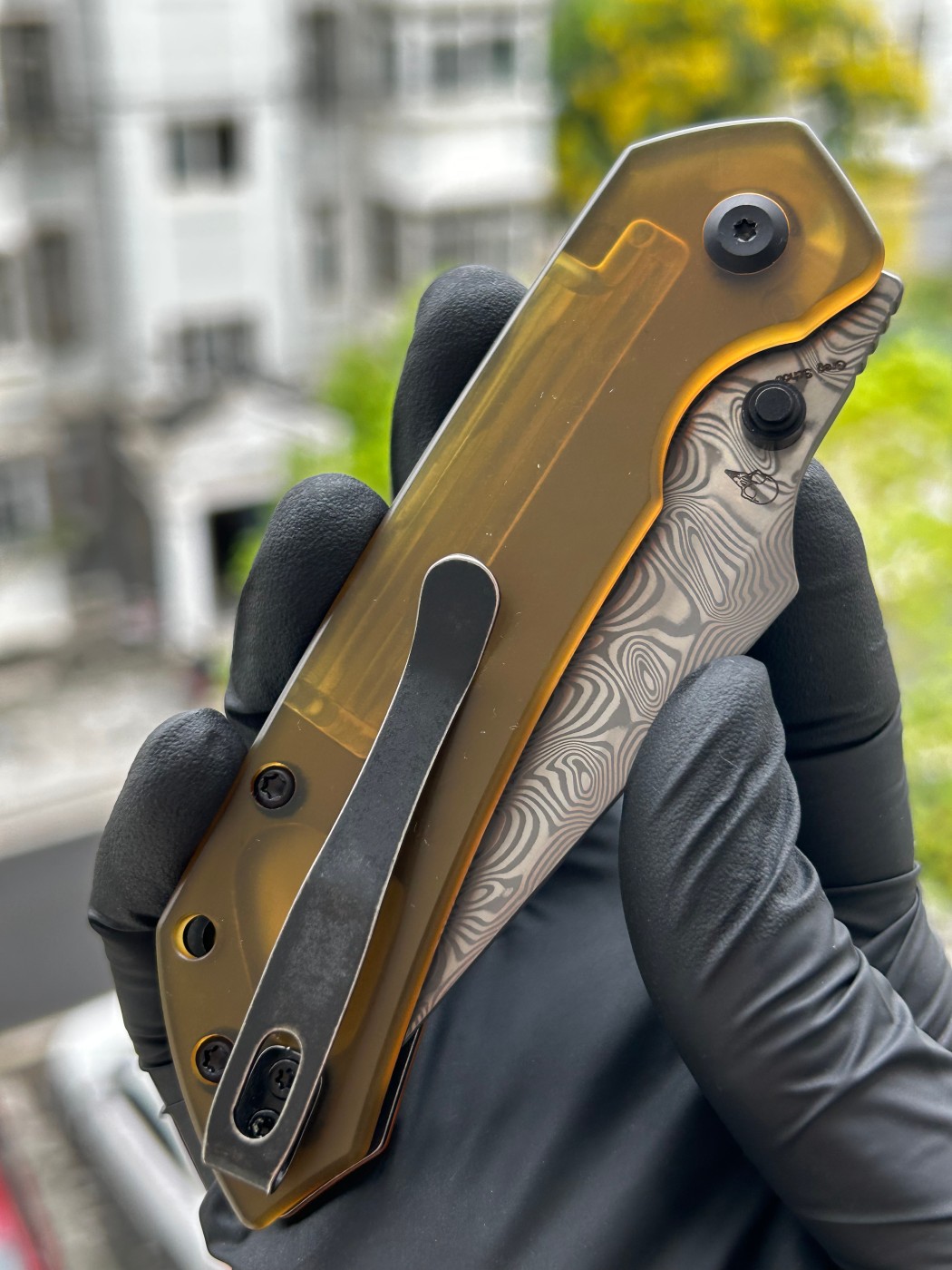 Tenable knives Fenrir 大马士革钢 PEI柄 B1034H6 琥珀色 550