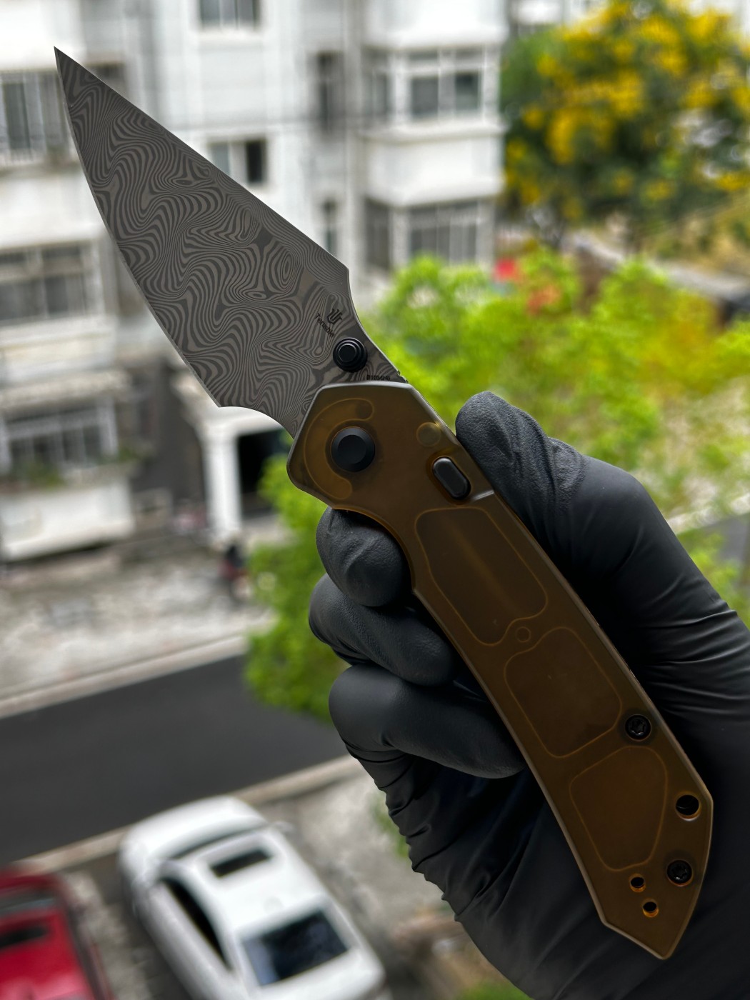 Tenable knives Fenrir 大马士革钢 PEI柄 B1034H6 琥珀色 550