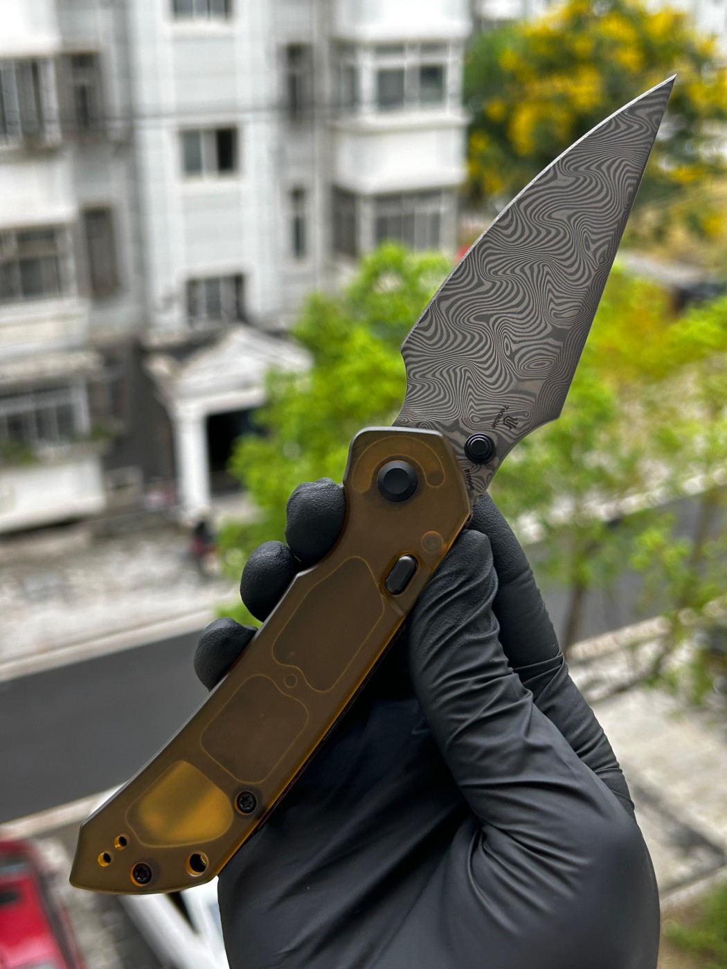 Tenable knives Fenrir 大马士革钢 PEI柄 B1034H6 琥珀色 550