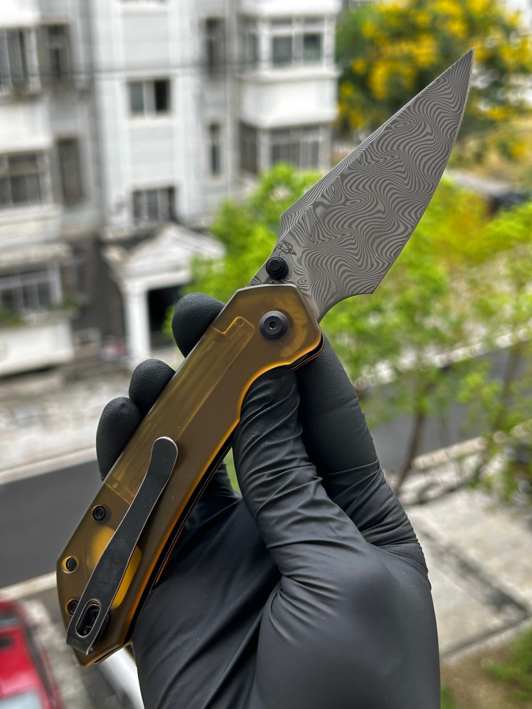 Tenable knives Fenrir 大马士革钢 PEI柄 B1034H6 琥珀色 550