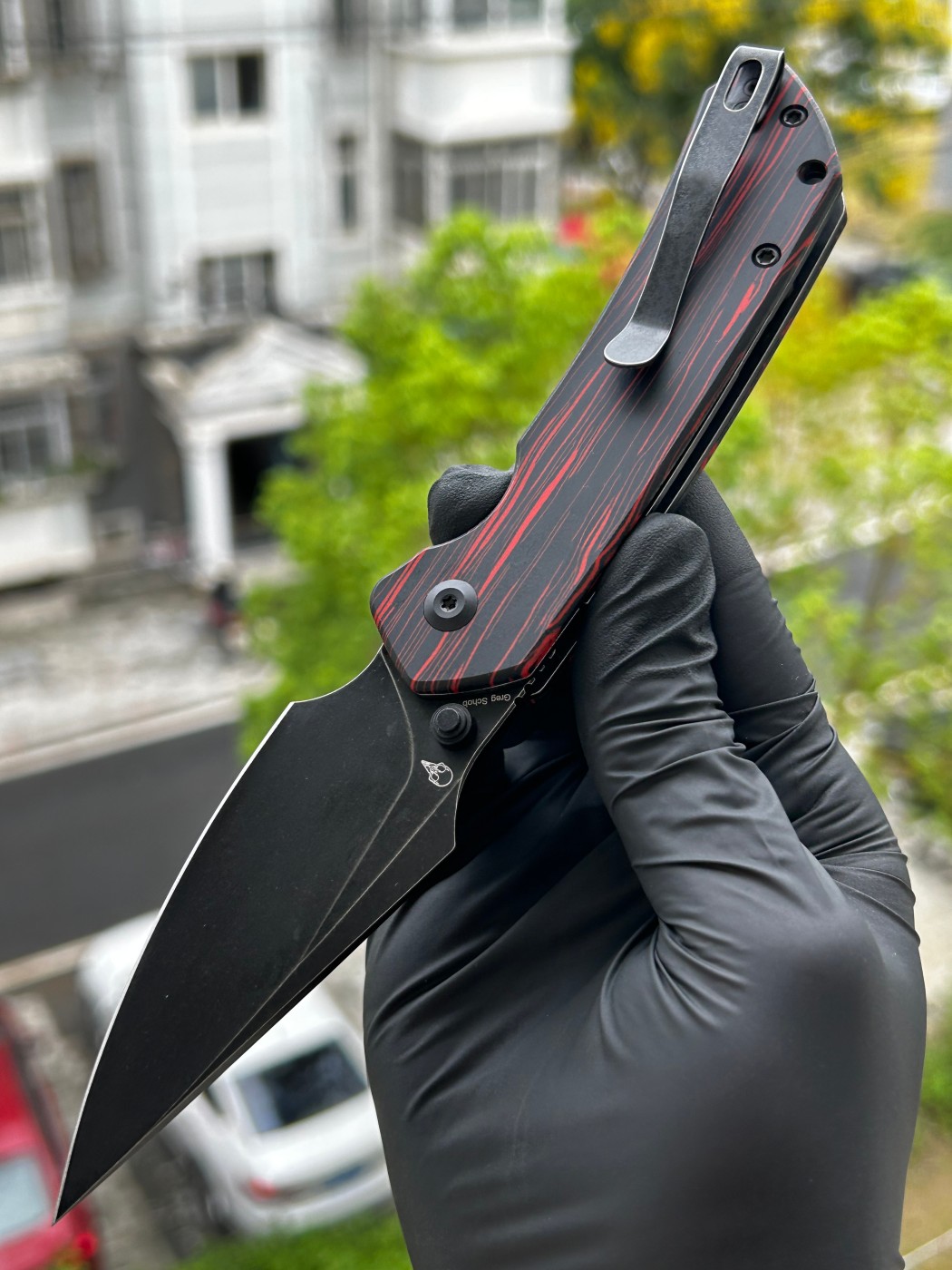 Tenable knives Fenrir Nitro-V钢 米卡塔柄 B1034H2 红黑 500