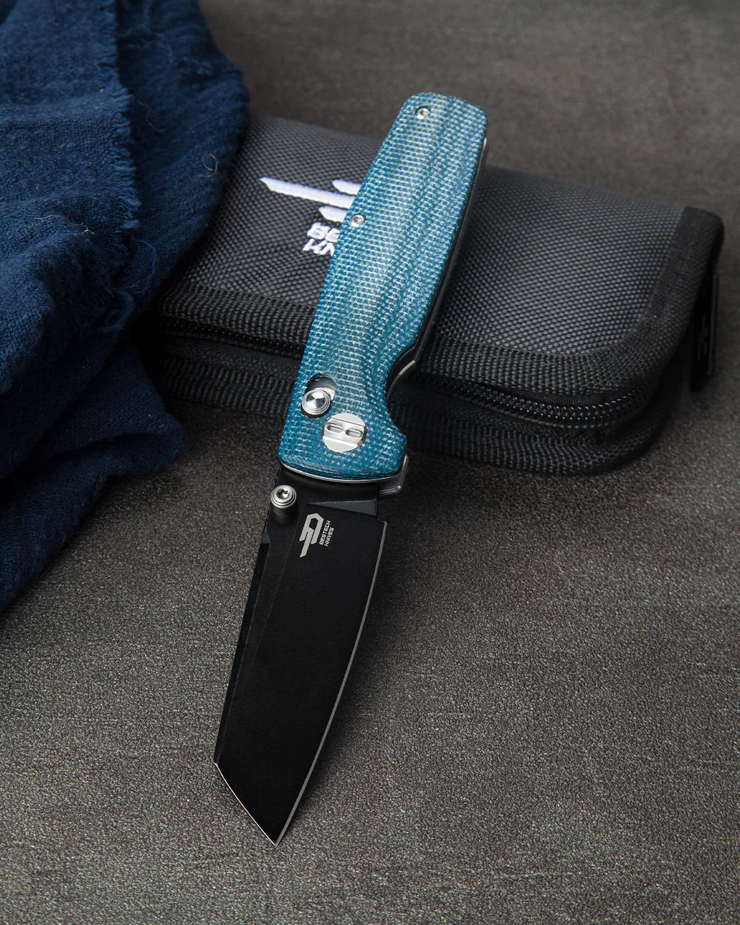 BESTECH SLASHER D2钢 Micarta手柄 BG43C-2 蓝色 460