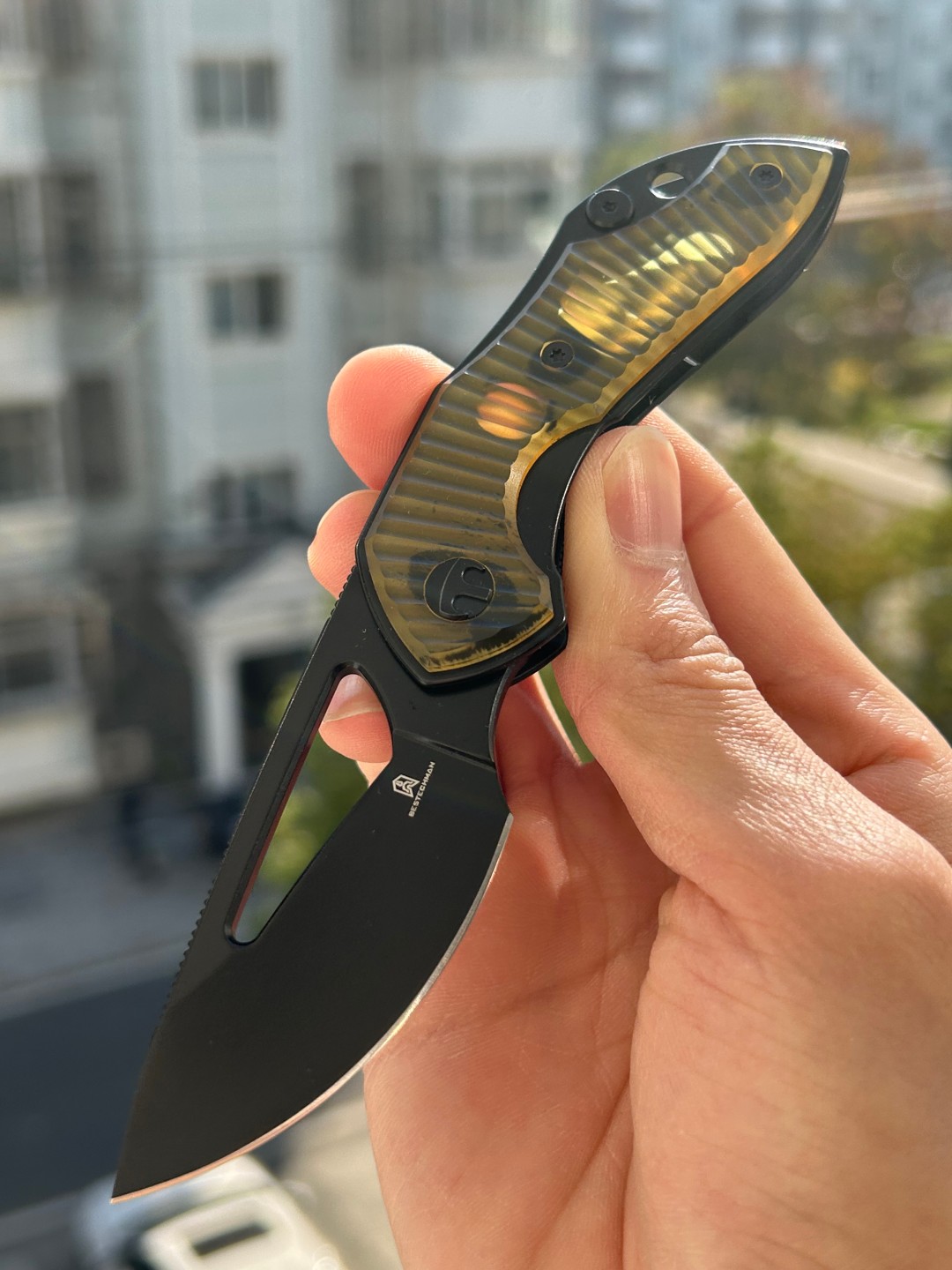 BESTECHMAN TRIASSIC 14C28N钢 Ultem手柄 BMK17F 迷彩褐色 400